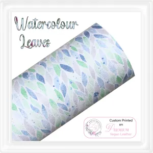 ⋅ Watercolour Leaves ⋅ Custom Printed Premium Vegan Faux Leather ⋅ 