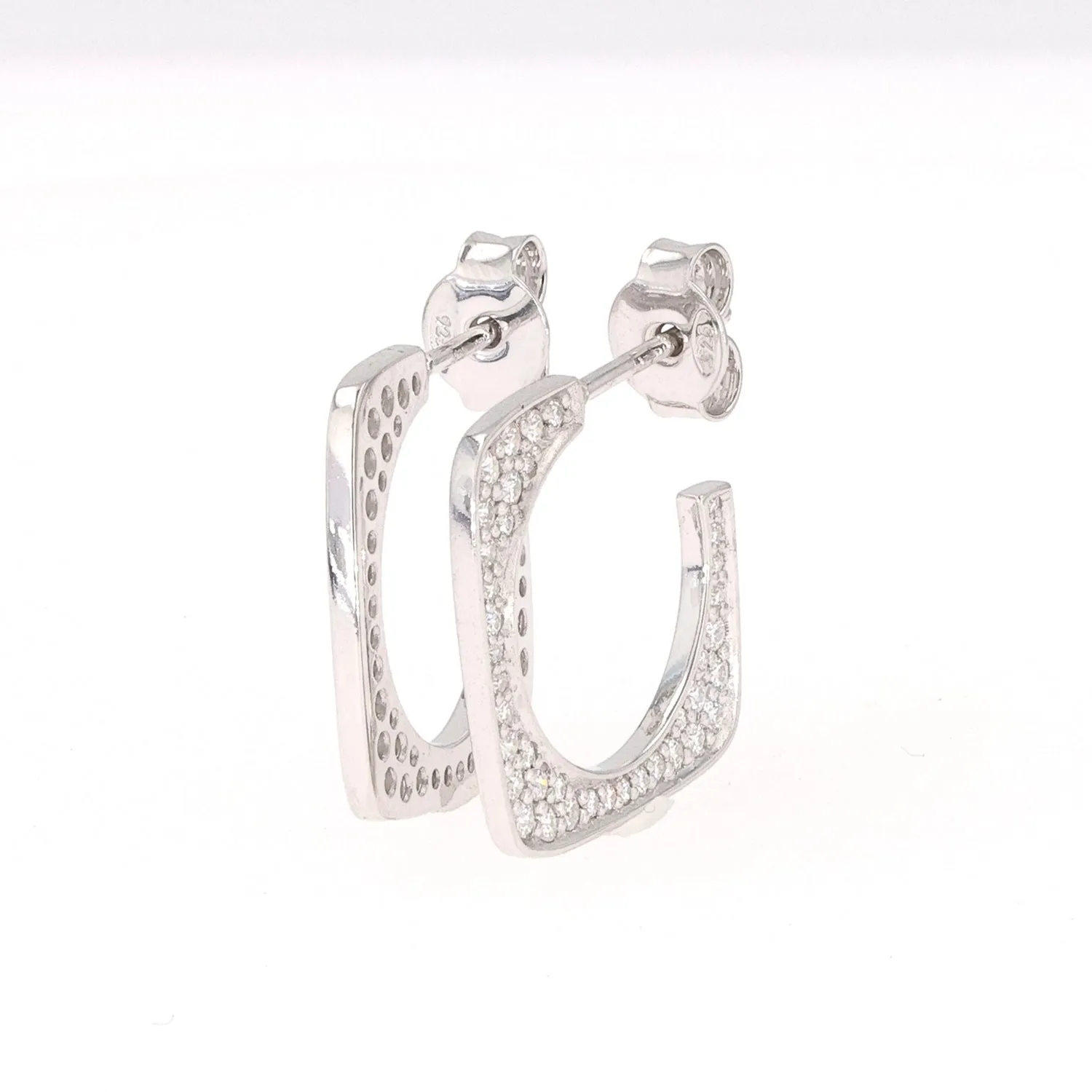 0.72 CTW DEW Moissanite Open Square Hoop Earrings in Sterling Silver