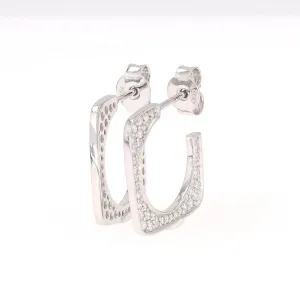 0.72 CTW DEW Moissanite Open Square Hoop Earrings in Sterling Silver