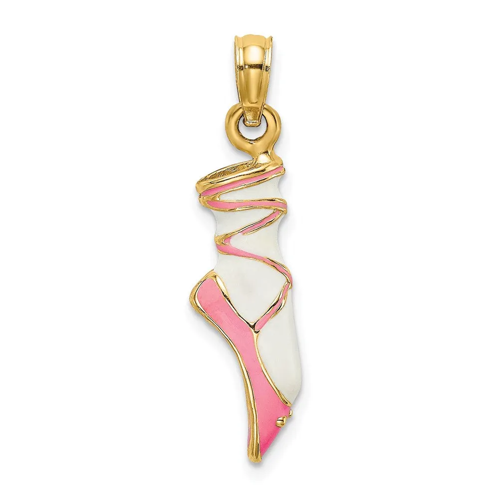 14K 3-D Enamel Ballet Shoe Charm
