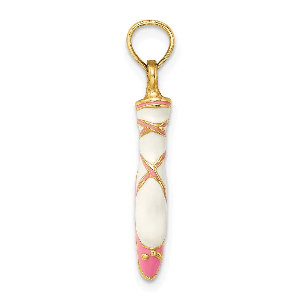 14K 3-D Enamel Ballet Shoe Charm