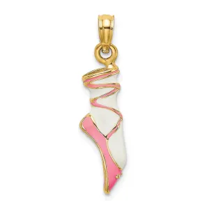 14K 3-D Enamel Ballet Shoe Charm