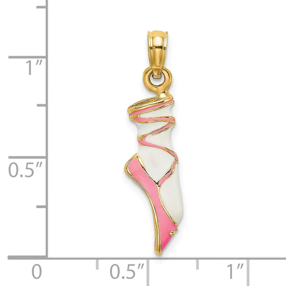 14K 3-D Enamel Ballet Shoe Charm