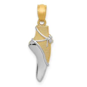 14k Yellow Gold & Rhodium w/Rhodium Ballet Shoe Pendant