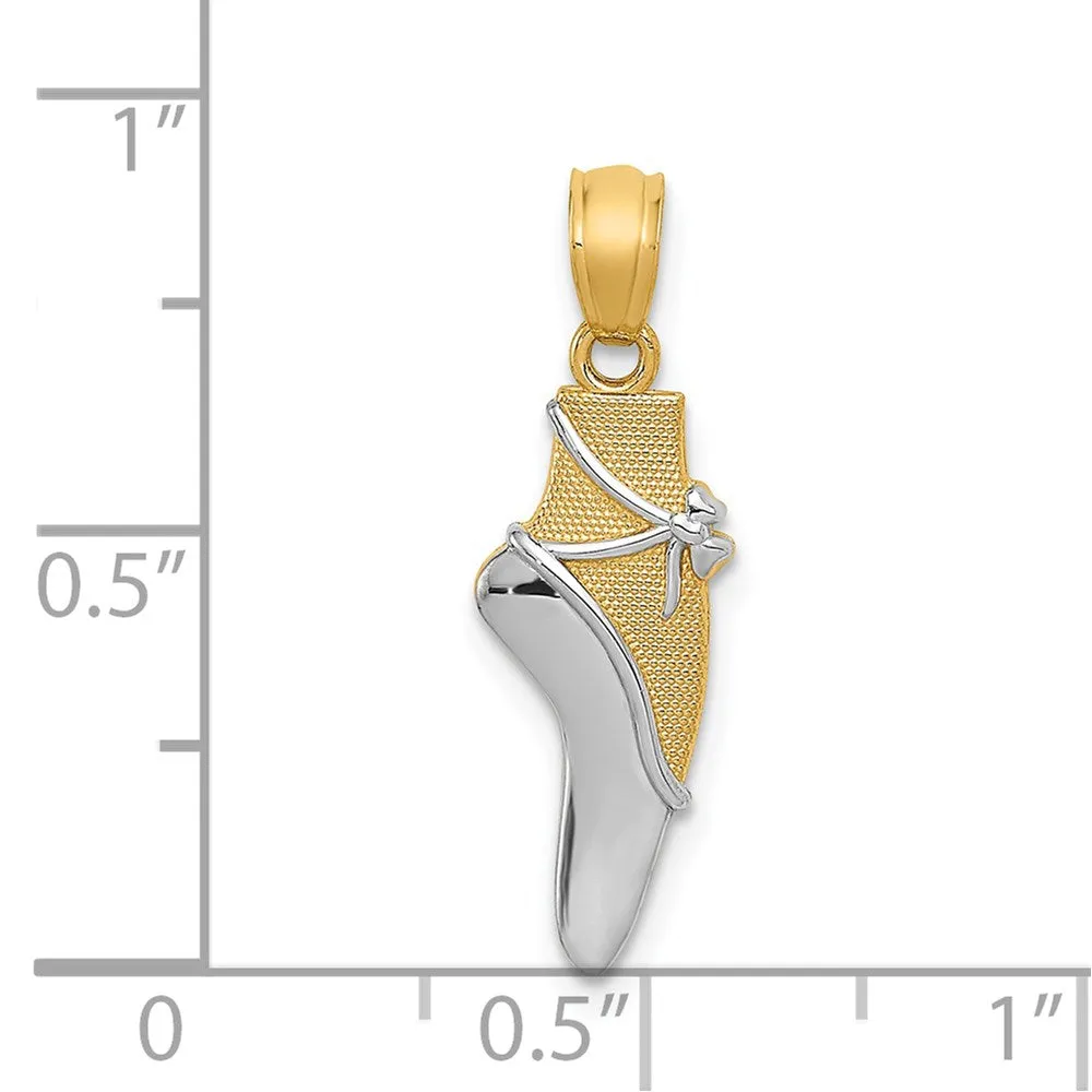 14k Yellow Gold & Rhodium w/Rhodium Ballet Shoe Pendant