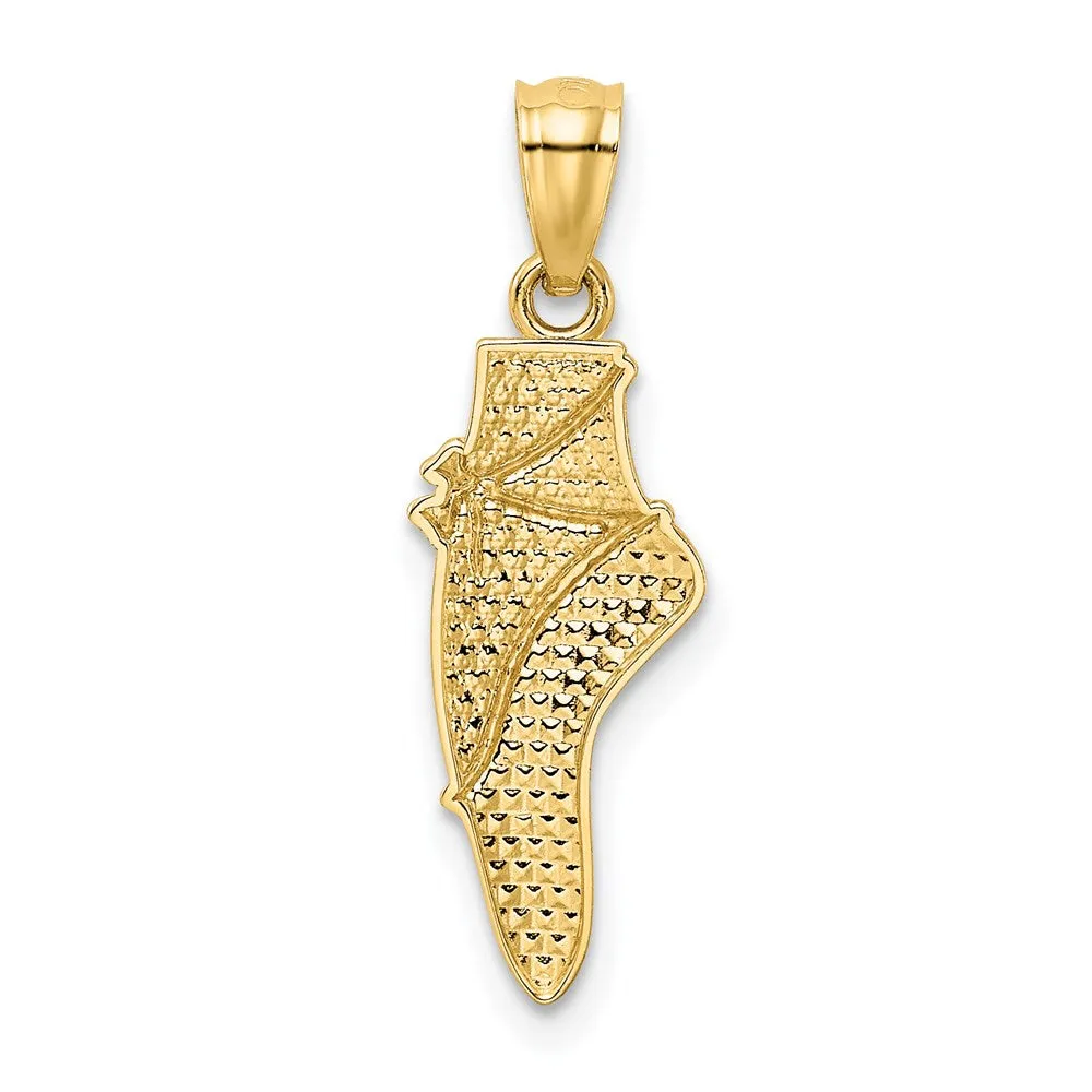 14k Yellow Gold & Rhodium w/Rhodium Ballet Shoe Pendant