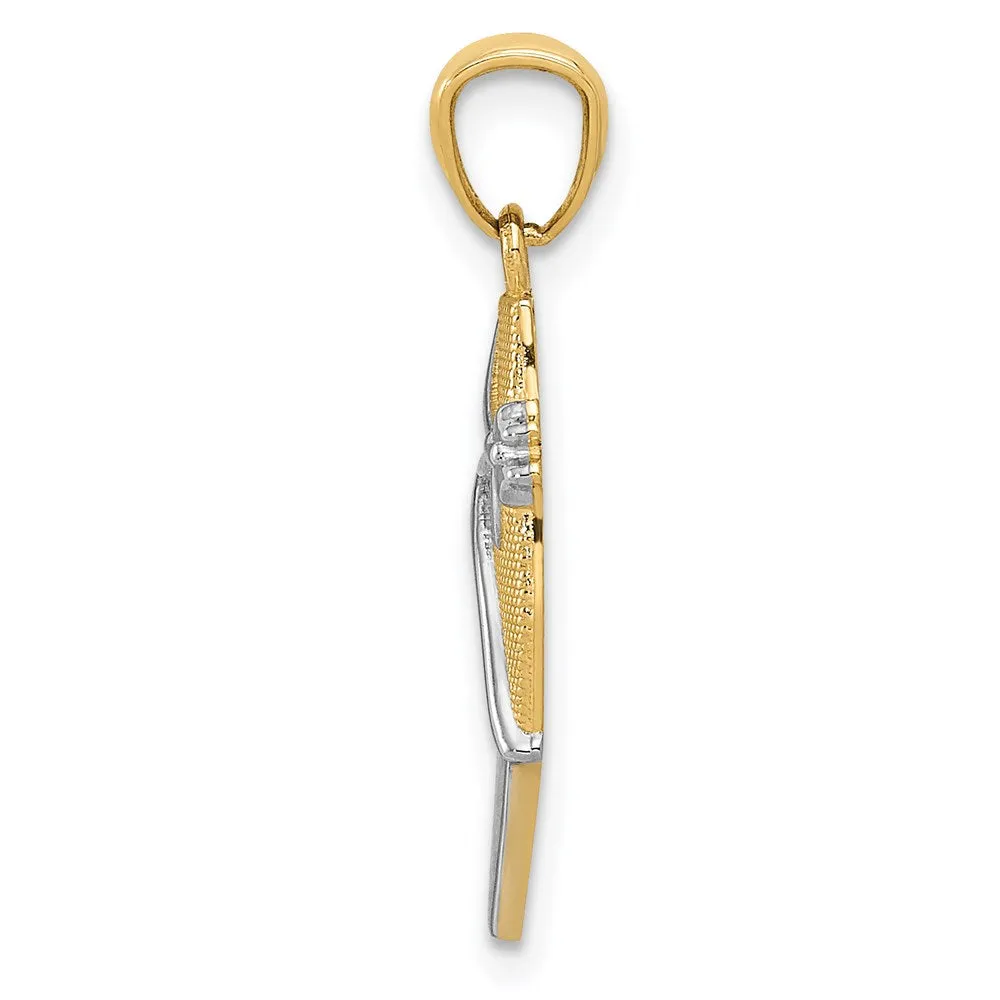 14k Yellow Gold & Rhodium w/Rhodium Ballet Shoe Pendant