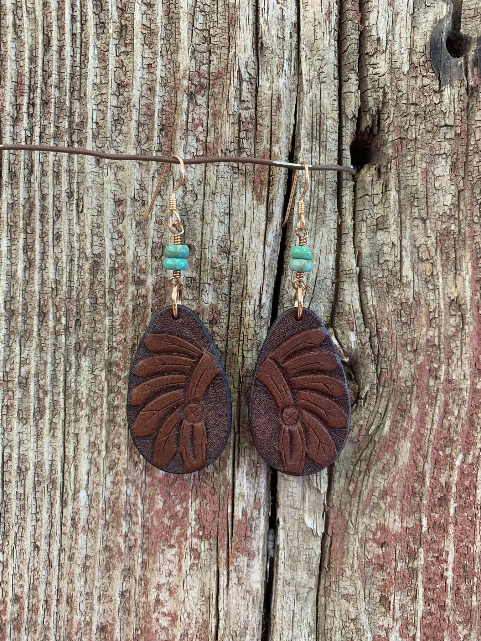 16281 Headdress Teardrop w/Turq Earring