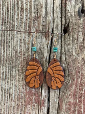 16281 Headdress Teardrop w/Turq Earring
