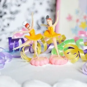 6 Ballerina Yellow Cake Topper Ballet Favor Dance Birthday Party Decor Cupcake