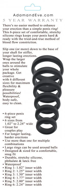 6-Piece  Ring Set - Black