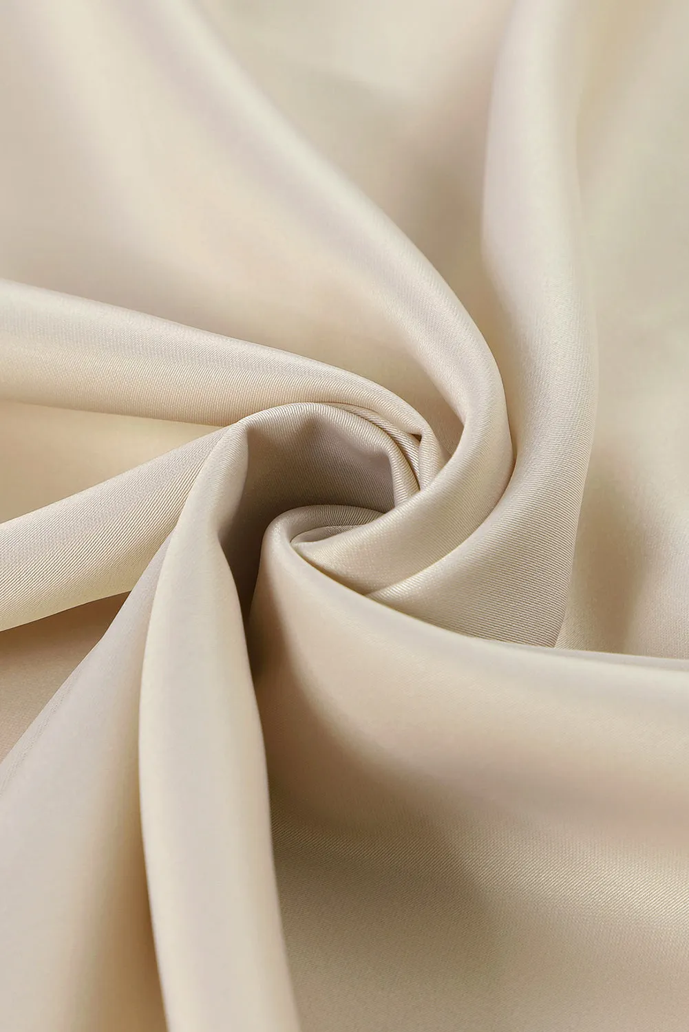 Apricot Satin Wrap Tie Side Boat Neck Long Sleeve Dress