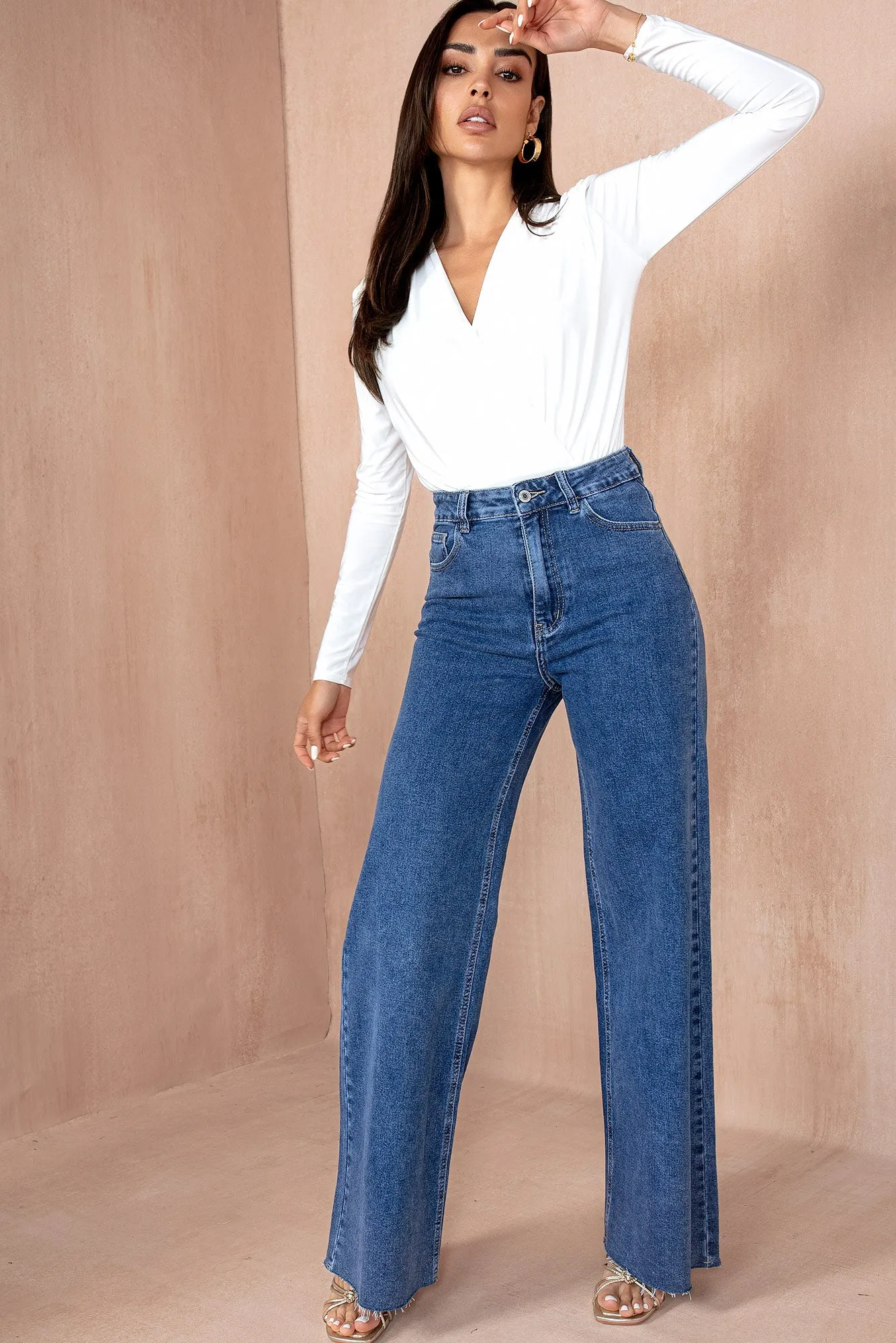 Aria Cream Slinky Wrap Bodysuit