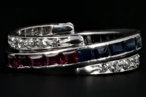 Art Deco Platinum Flip Ring with Sapphires, Rubies, and Diamonds