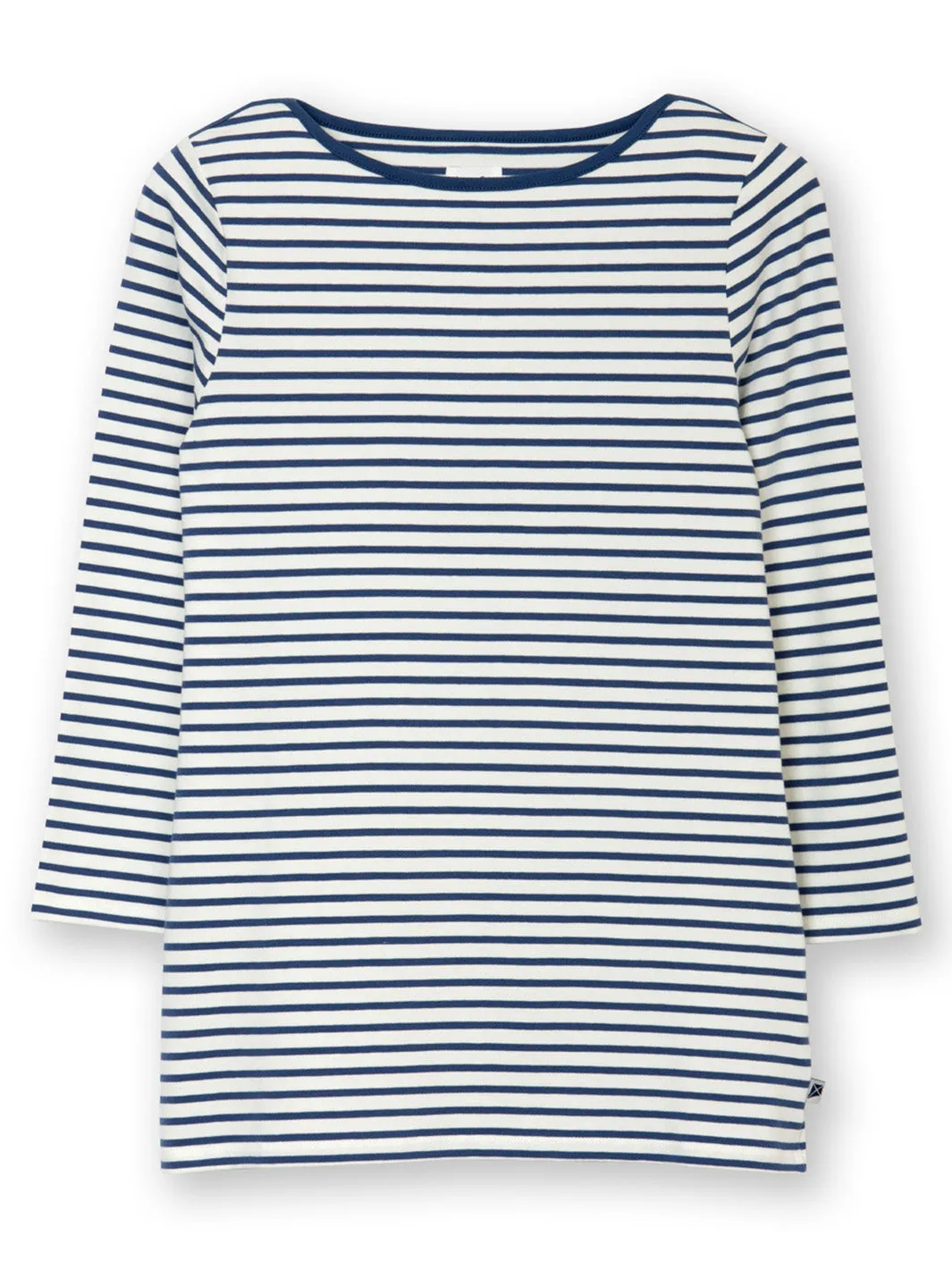 Ashington boat neck 3/4 sleeve jersey top navy stripe