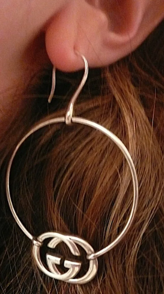 Authentic Gucci Sterling Silver Logo Hoop Earrings