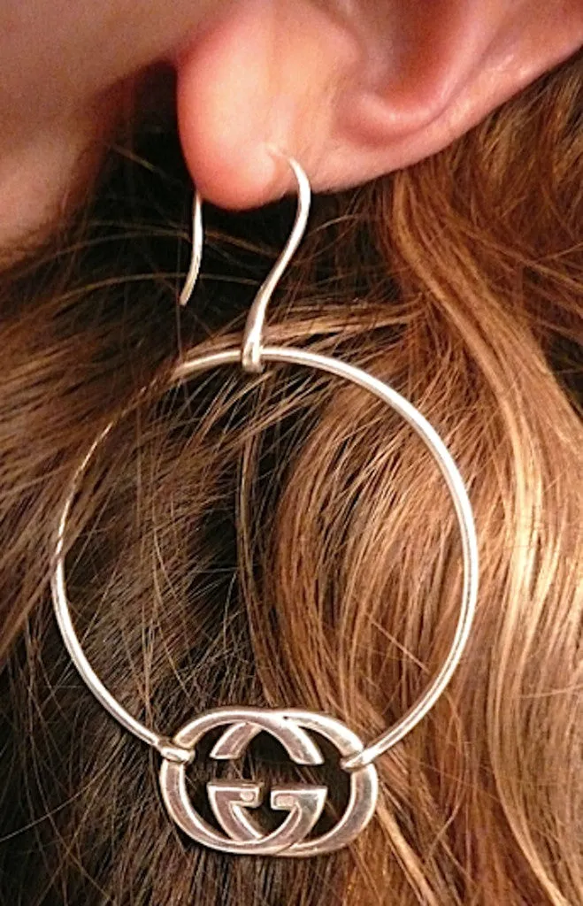 Authentic Gucci Sterling Silver Logo Hoop Earrings