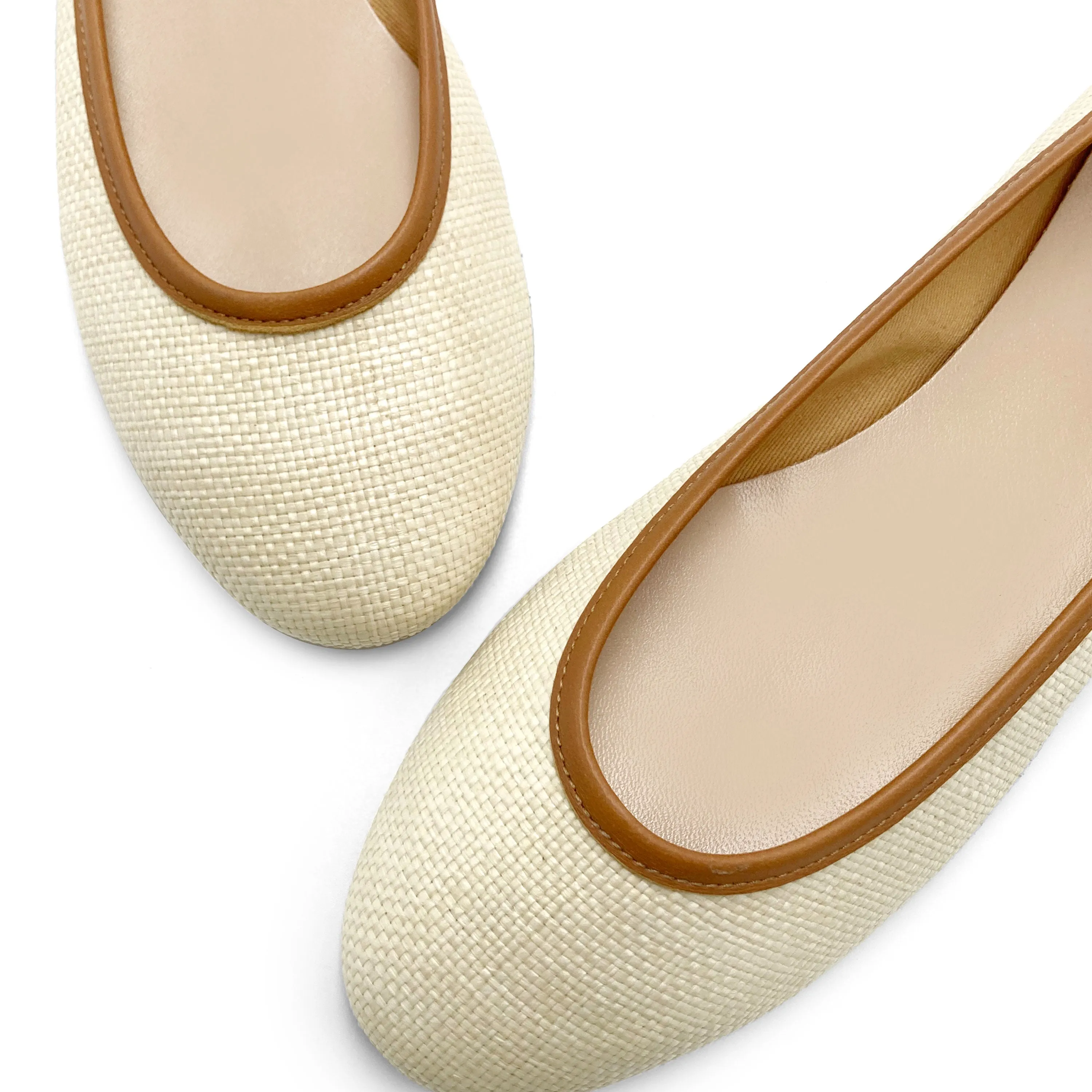 Beige Summer Raffia Ballet Flats