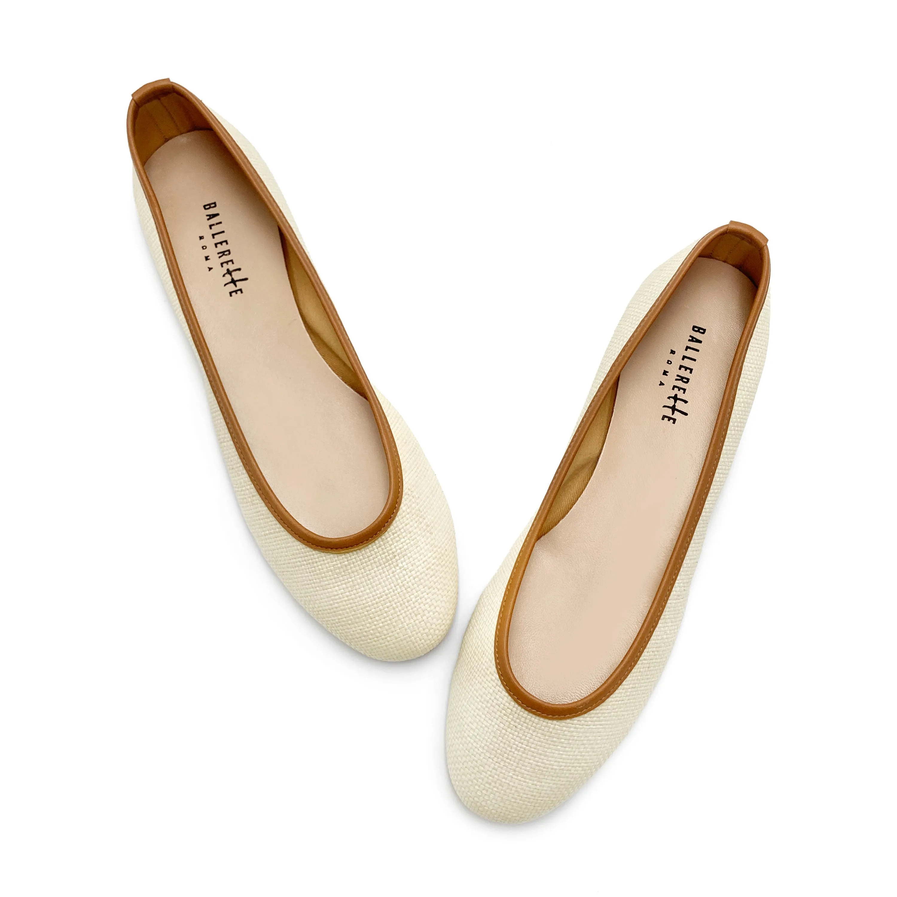 Beige Summer Raffia Ballet Flats