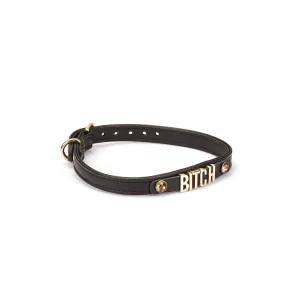 Black Italian Leather BITCH Choker