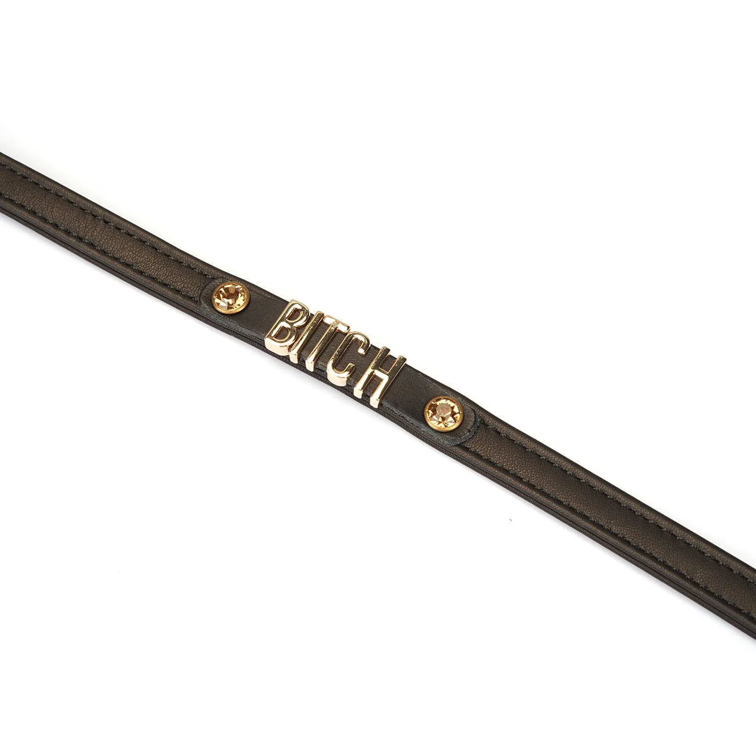 Black Italian Leather BITCH Choker