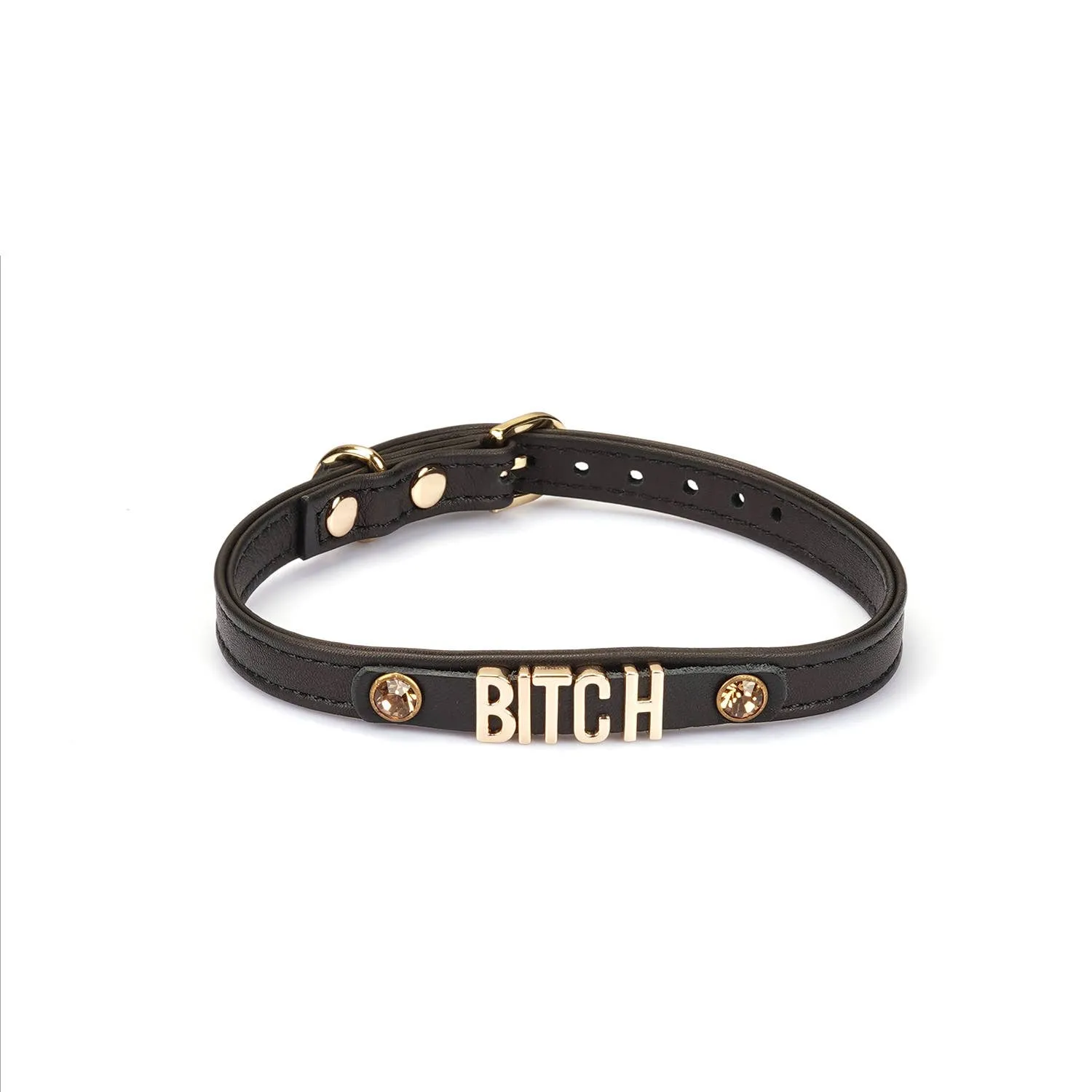 Black Italian Leather BITCH Choker