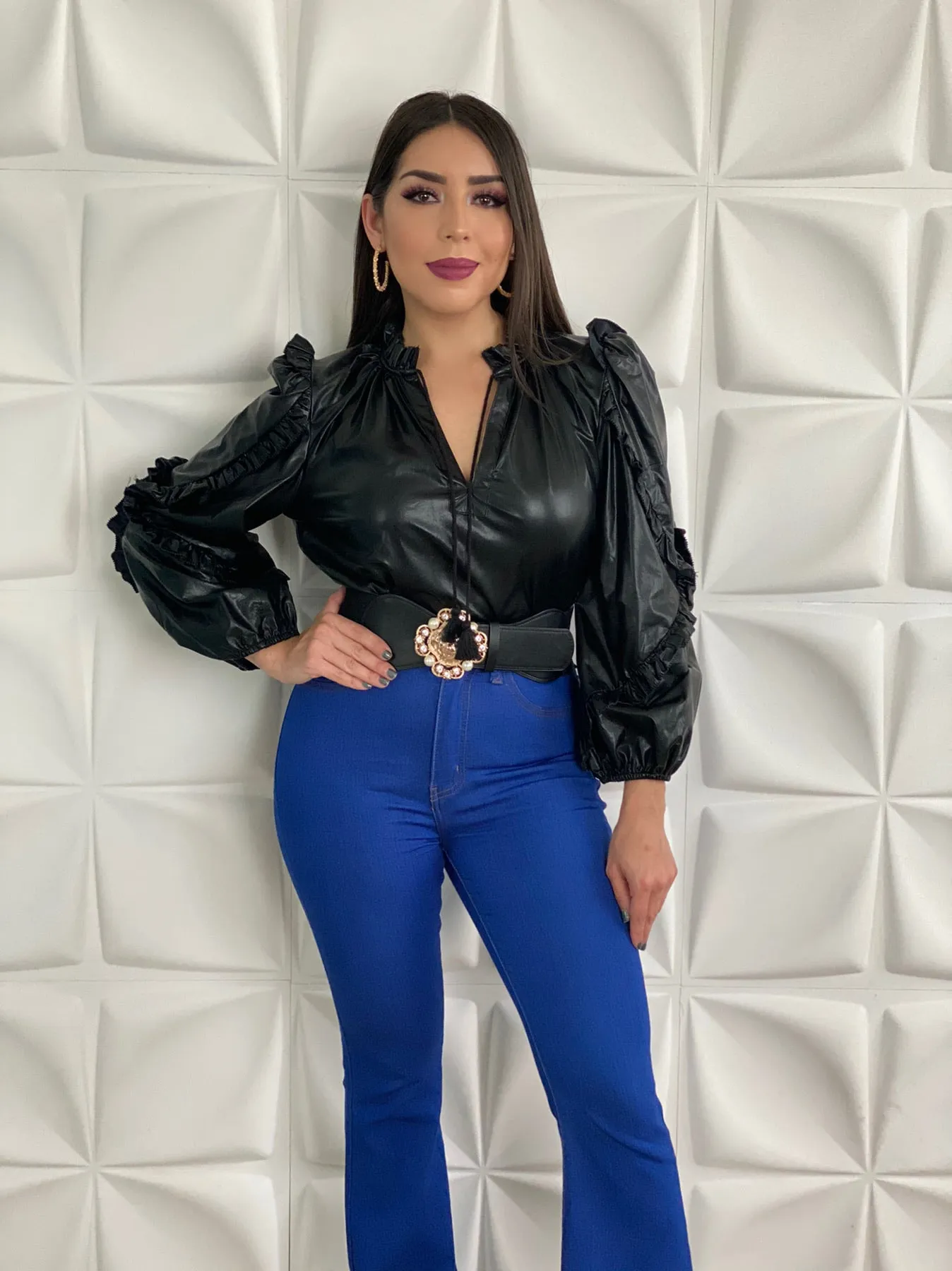 Black Leather Blouse