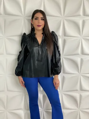 Black Leather Blouse