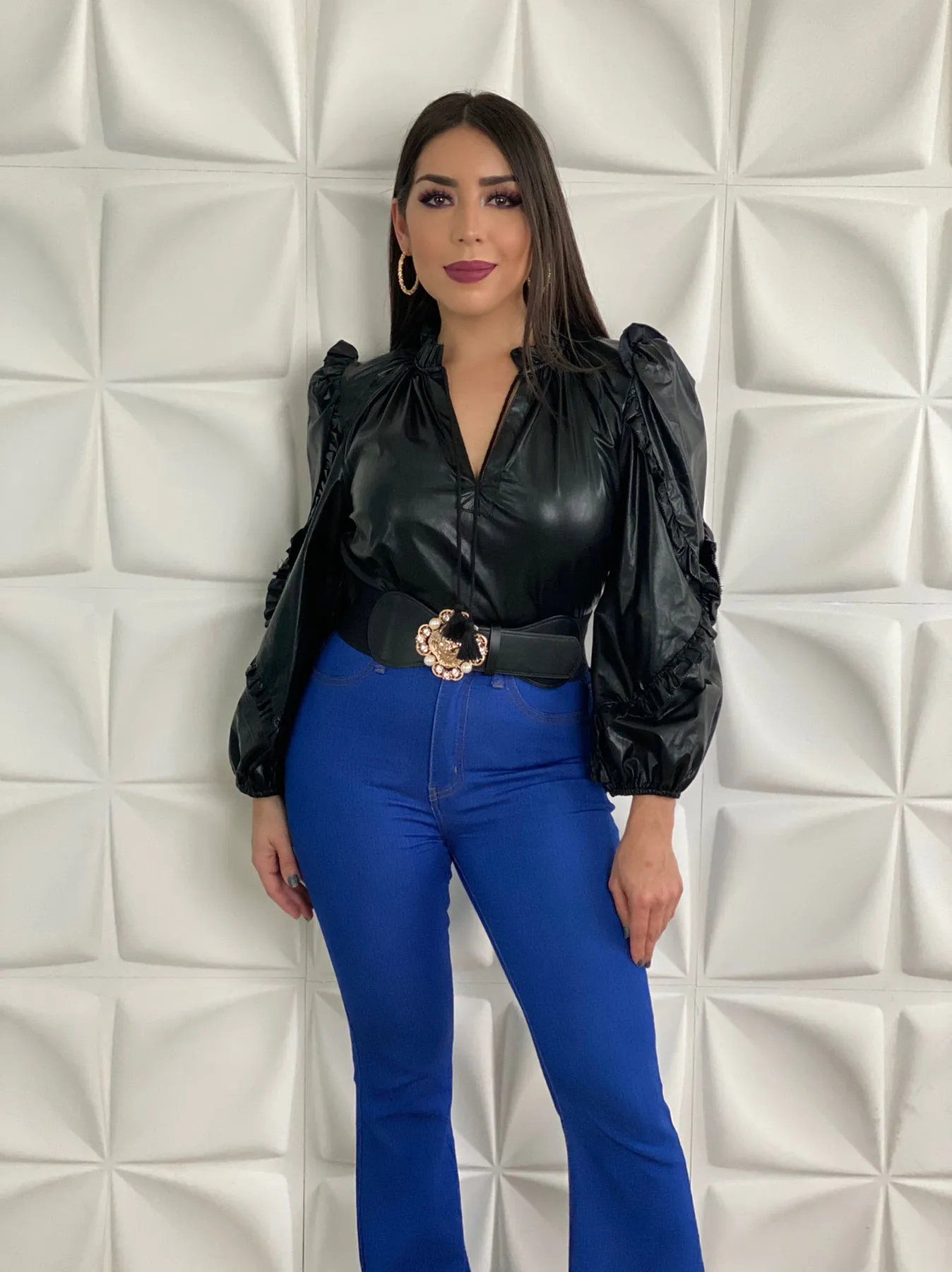 Black Leather Blouse