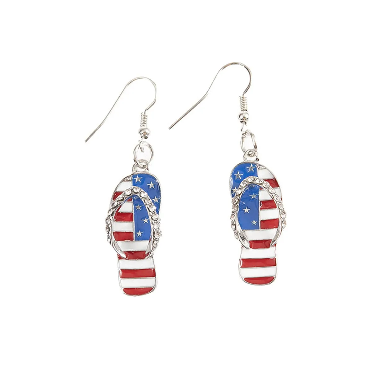 Blue & Red Cubic Zirconia & Enamel Flip-Flop Drop Earrings