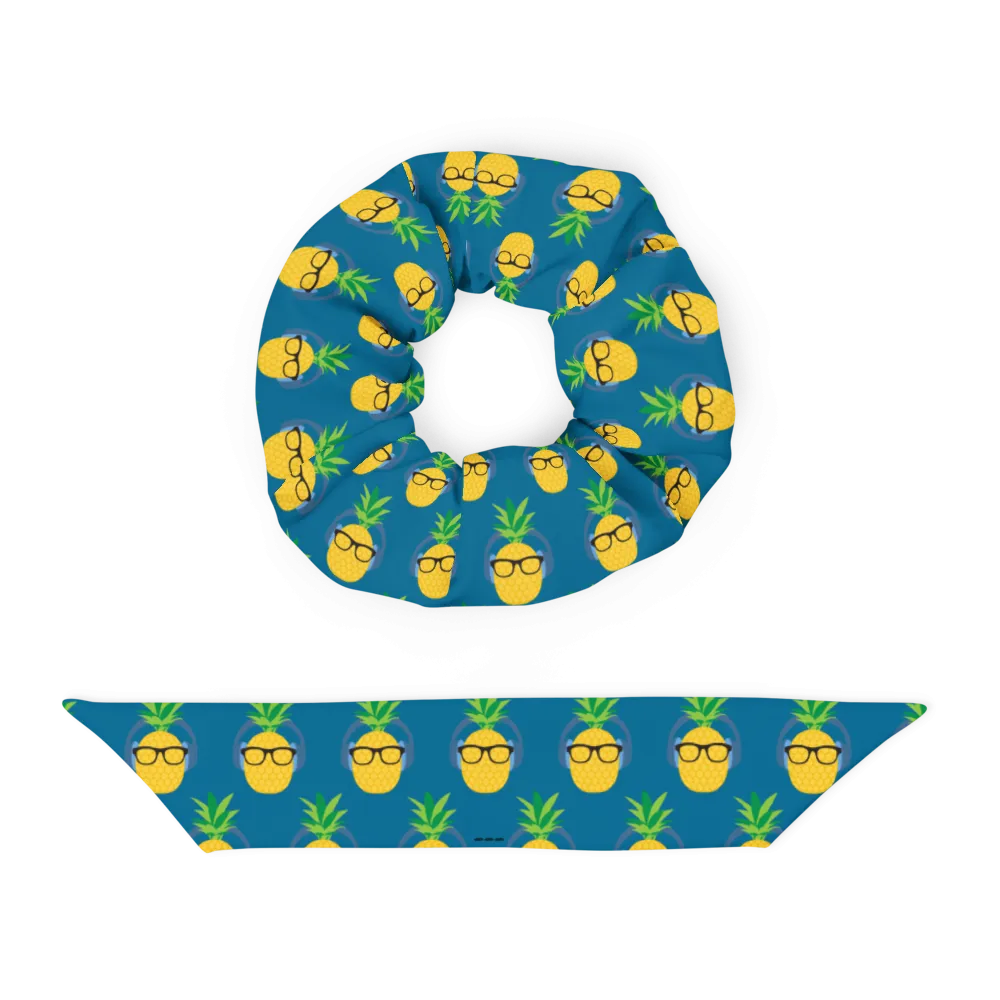 Blue Pineapple Scrunchie