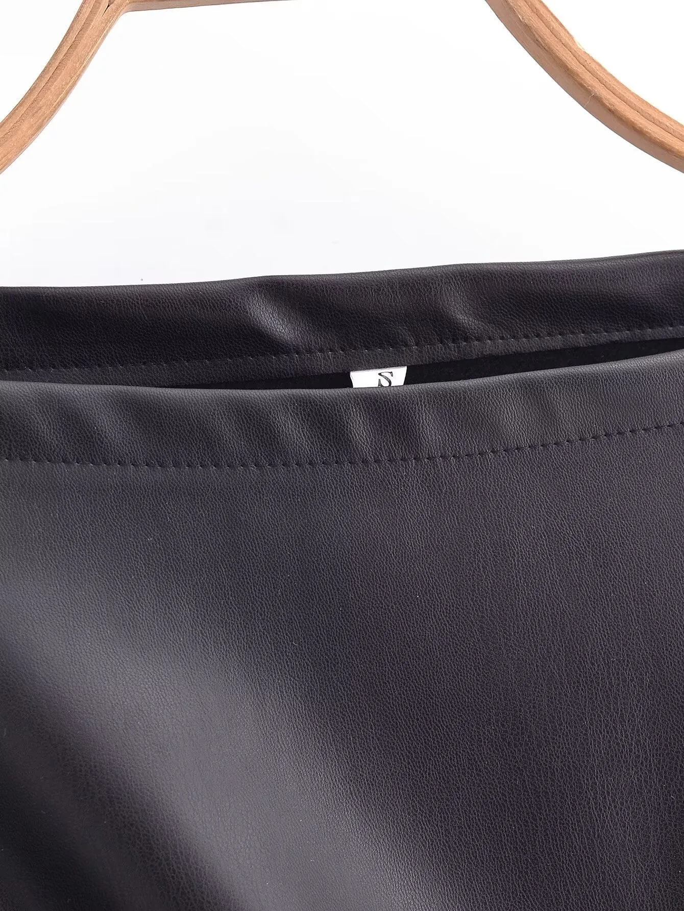Boat Neck PU Blouse