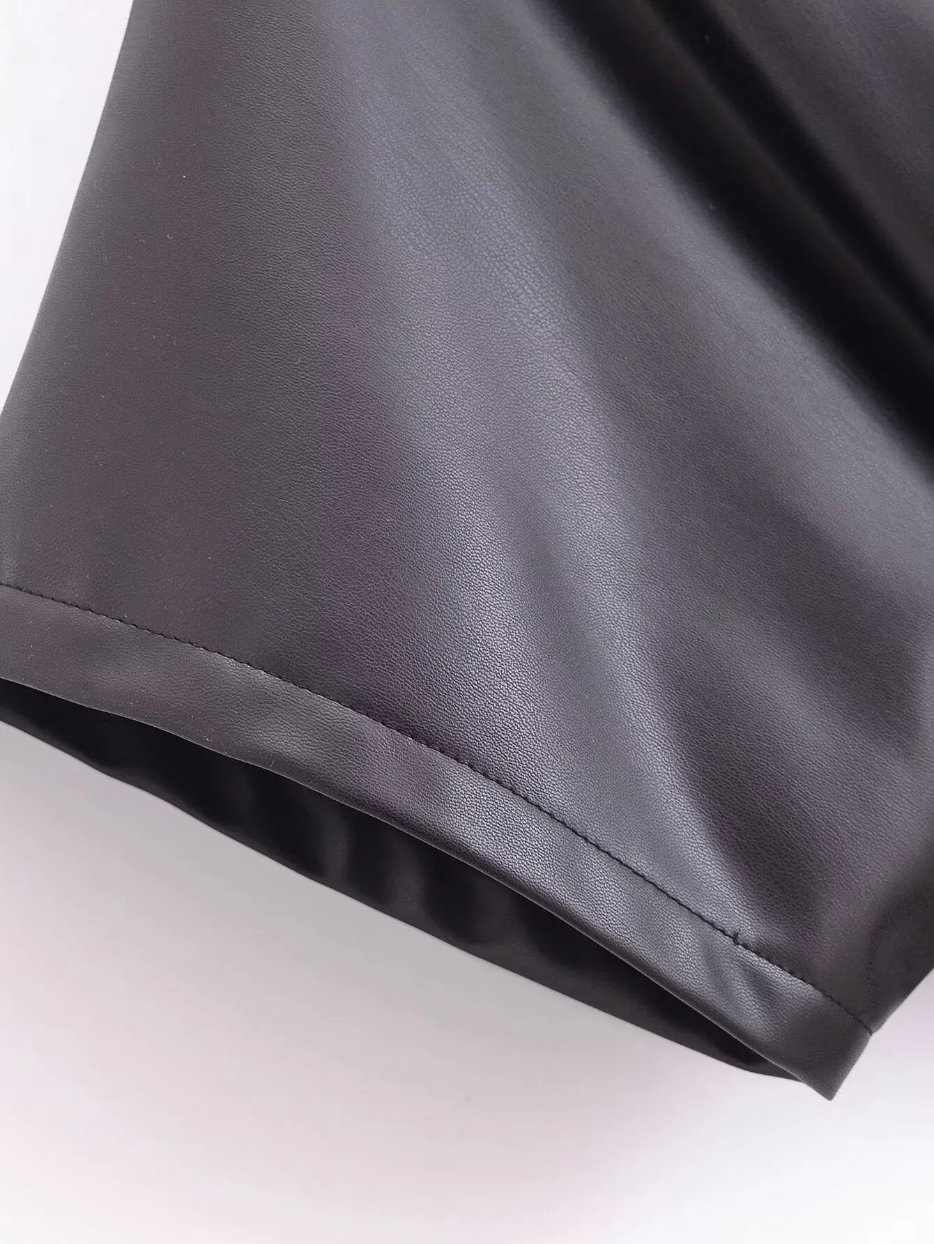 Boat Neck PU Blouse