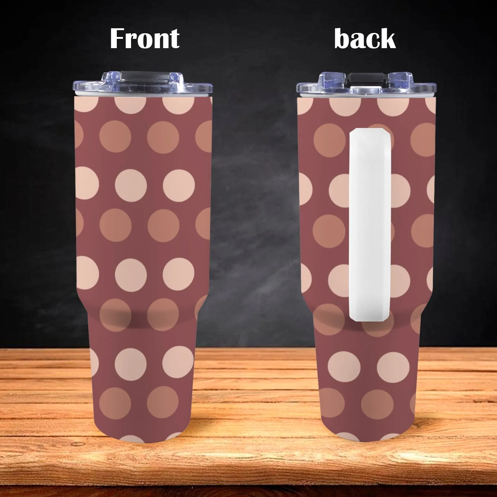 Boho Polka Dot Personalized 40oz Tumbler with Handle
