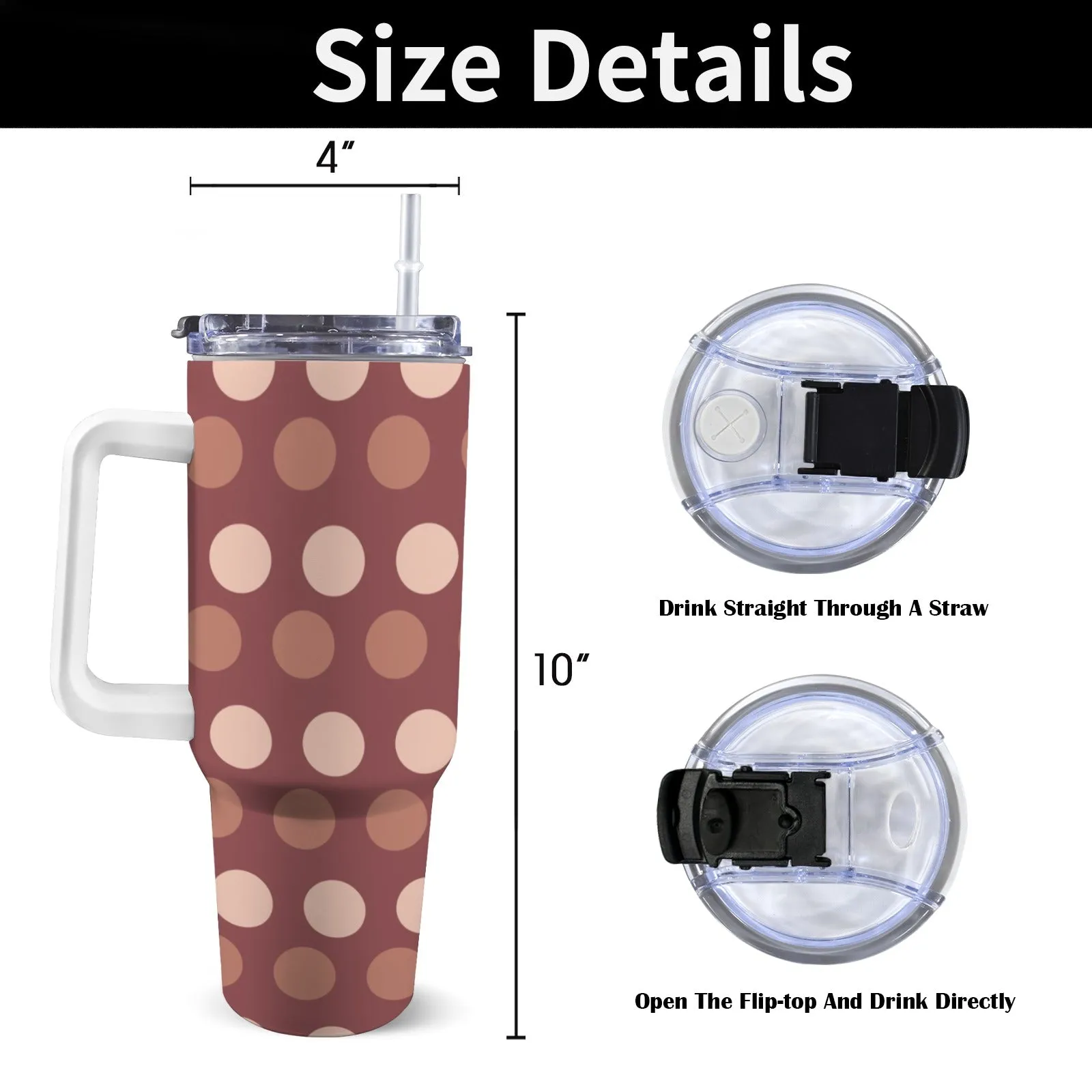 Boho Polka Dot Personalized 40oz Tumbler with Handle