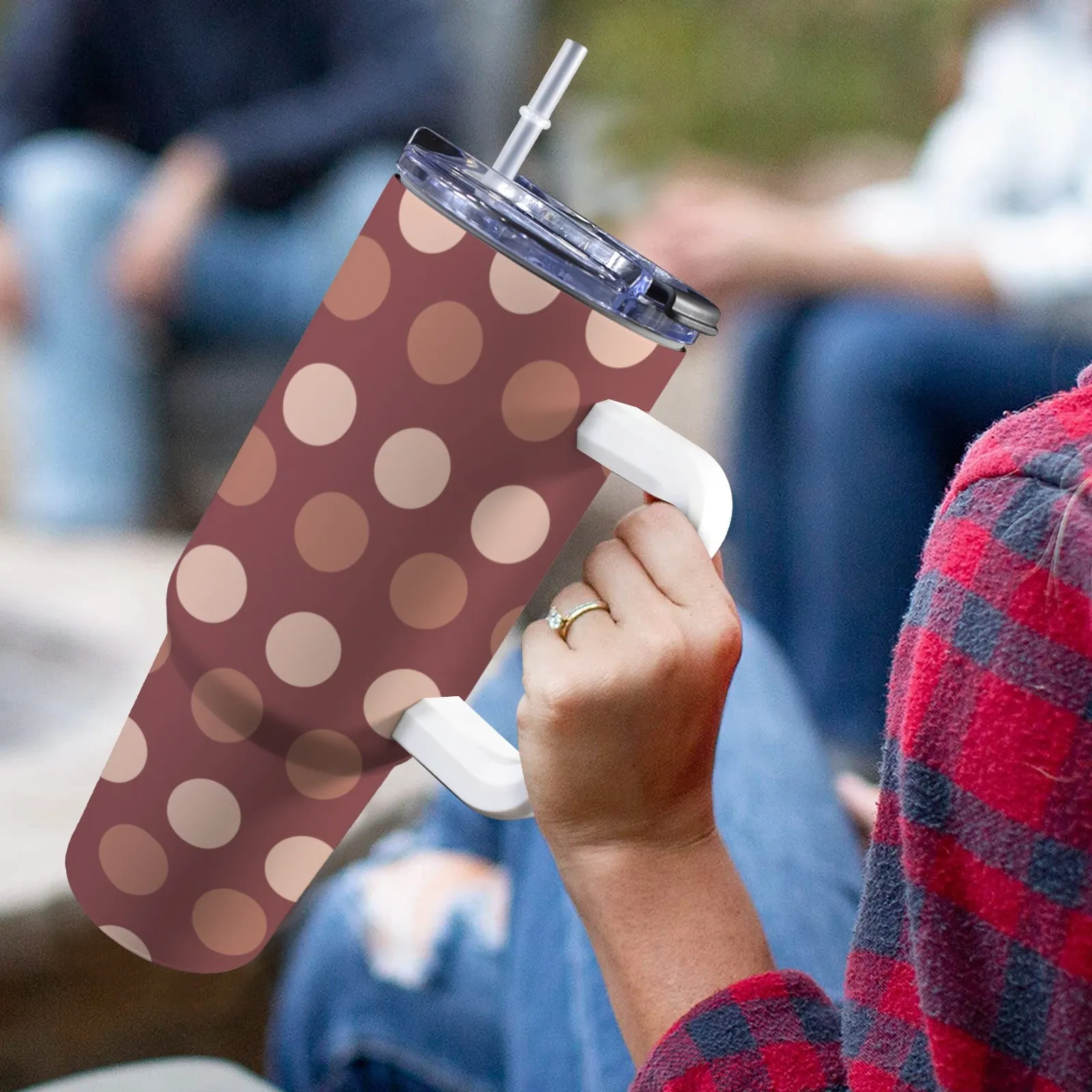 Boho Polka Dot Personalized 40oz Tumbler with Handle