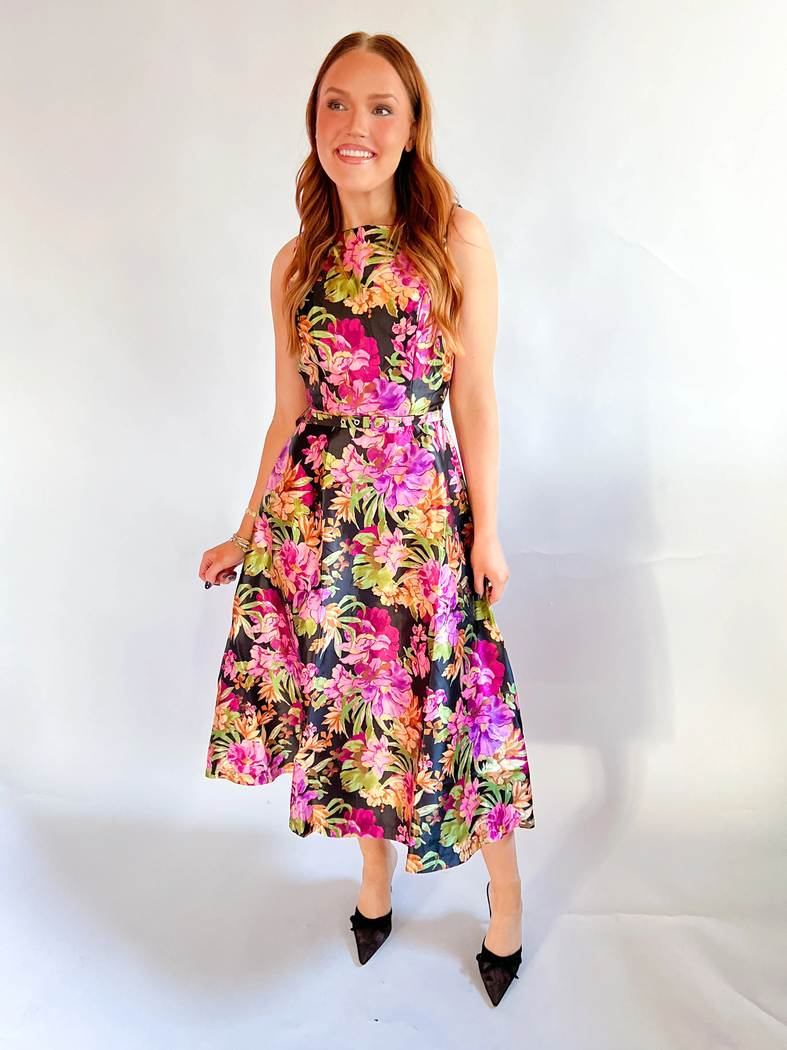 Bold Boat Neck Midi Dress