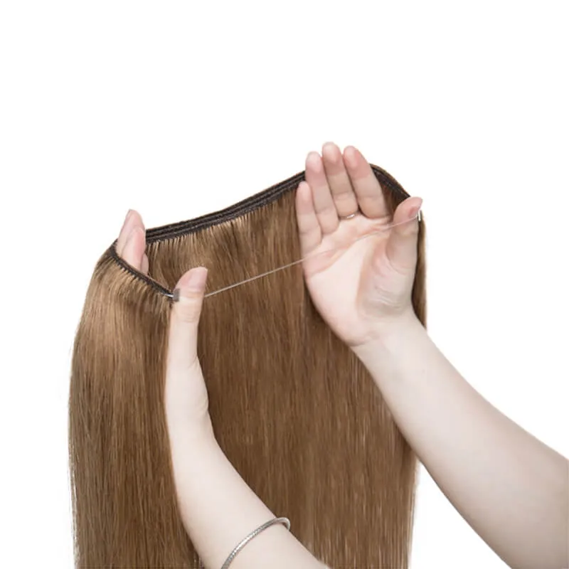 Brown Halo Human Hair Extension Light Volume