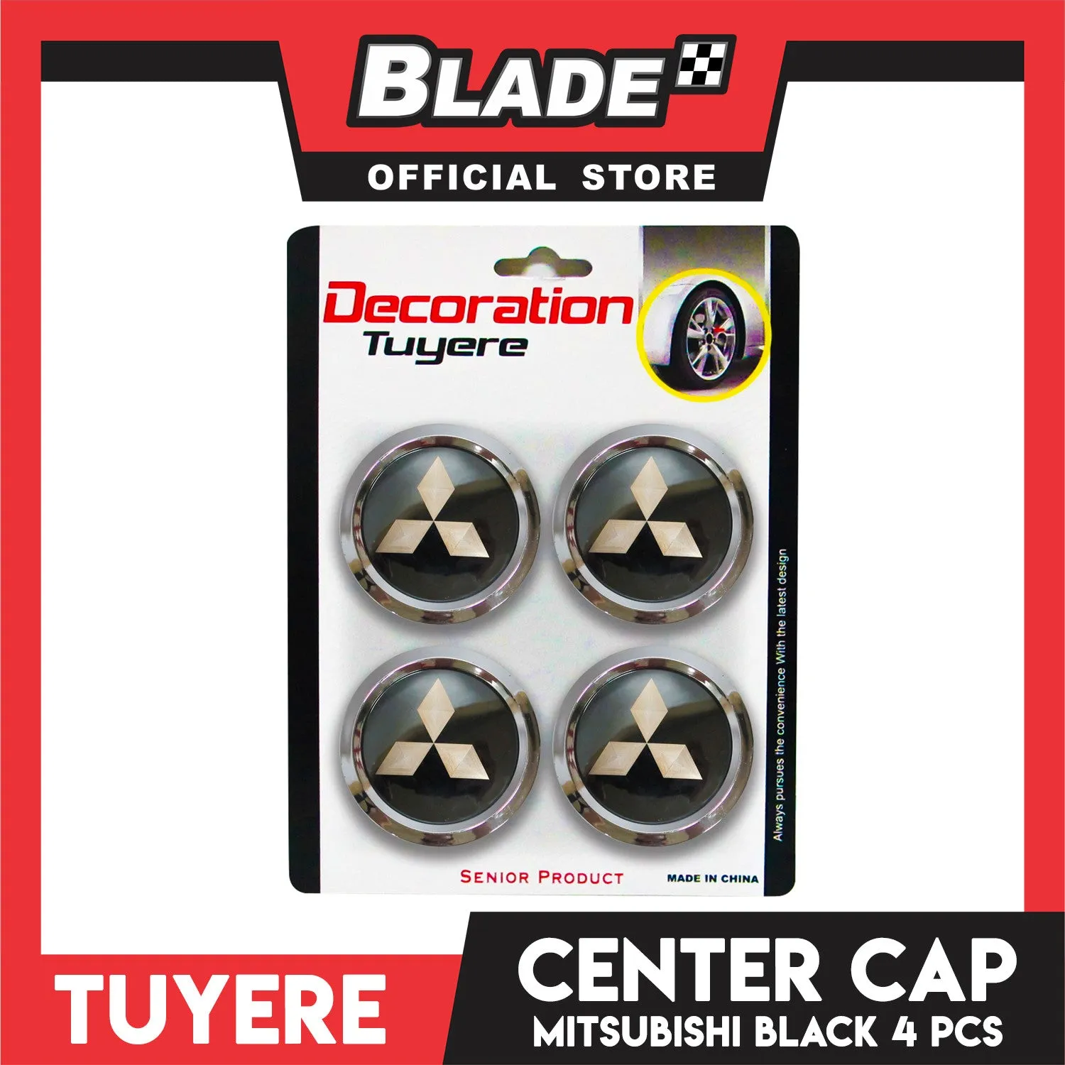 Center Cap Mitsubishi Black Set of 4 (Black)
