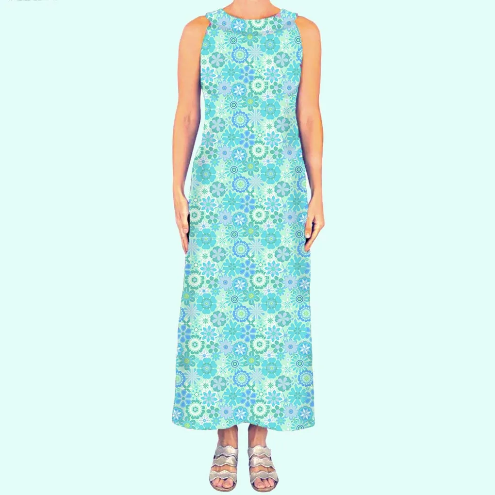Charleston Maxi in Bold Blossoms Aqua (Sample)