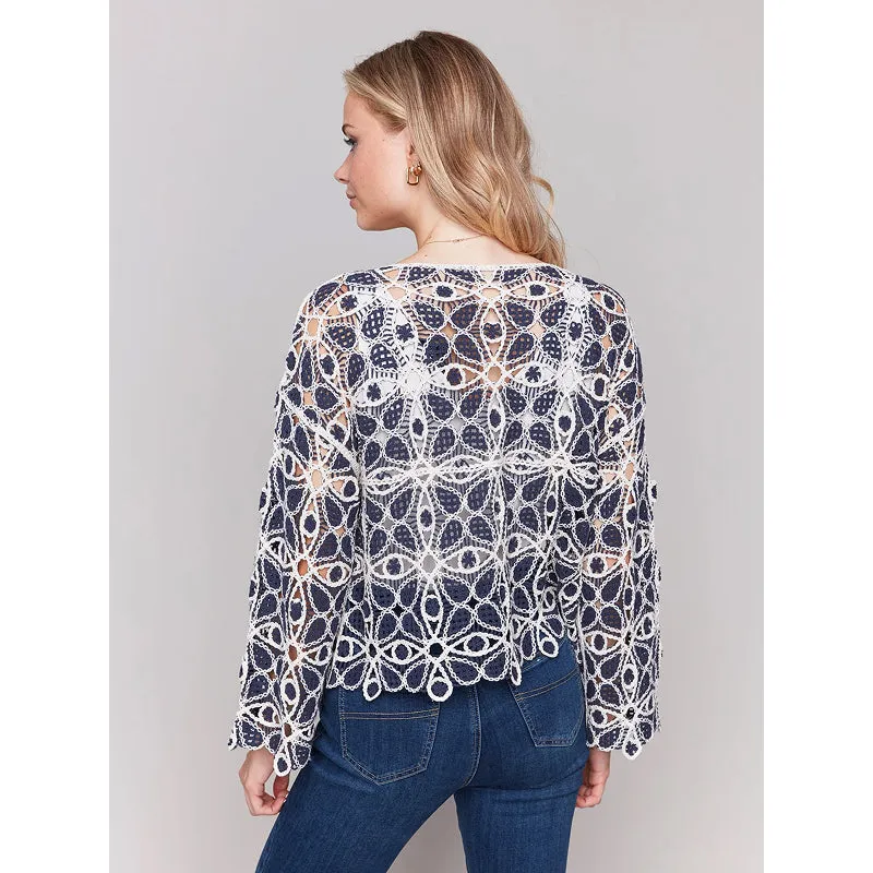 Charlie B 3/4 Sleeve Crochet Top