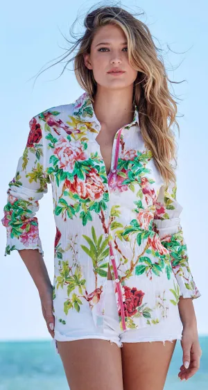 CINO ST BARTS WHITE BUTTON DOWN SHIRT
