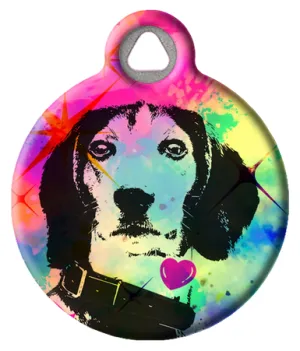 Colorful Pop Art Beagle Pet Tag