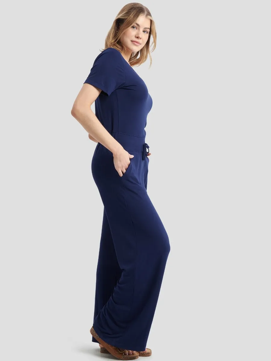 Combinaison Gracious à Jambes Larges Ecovero™ - Bleu Marine