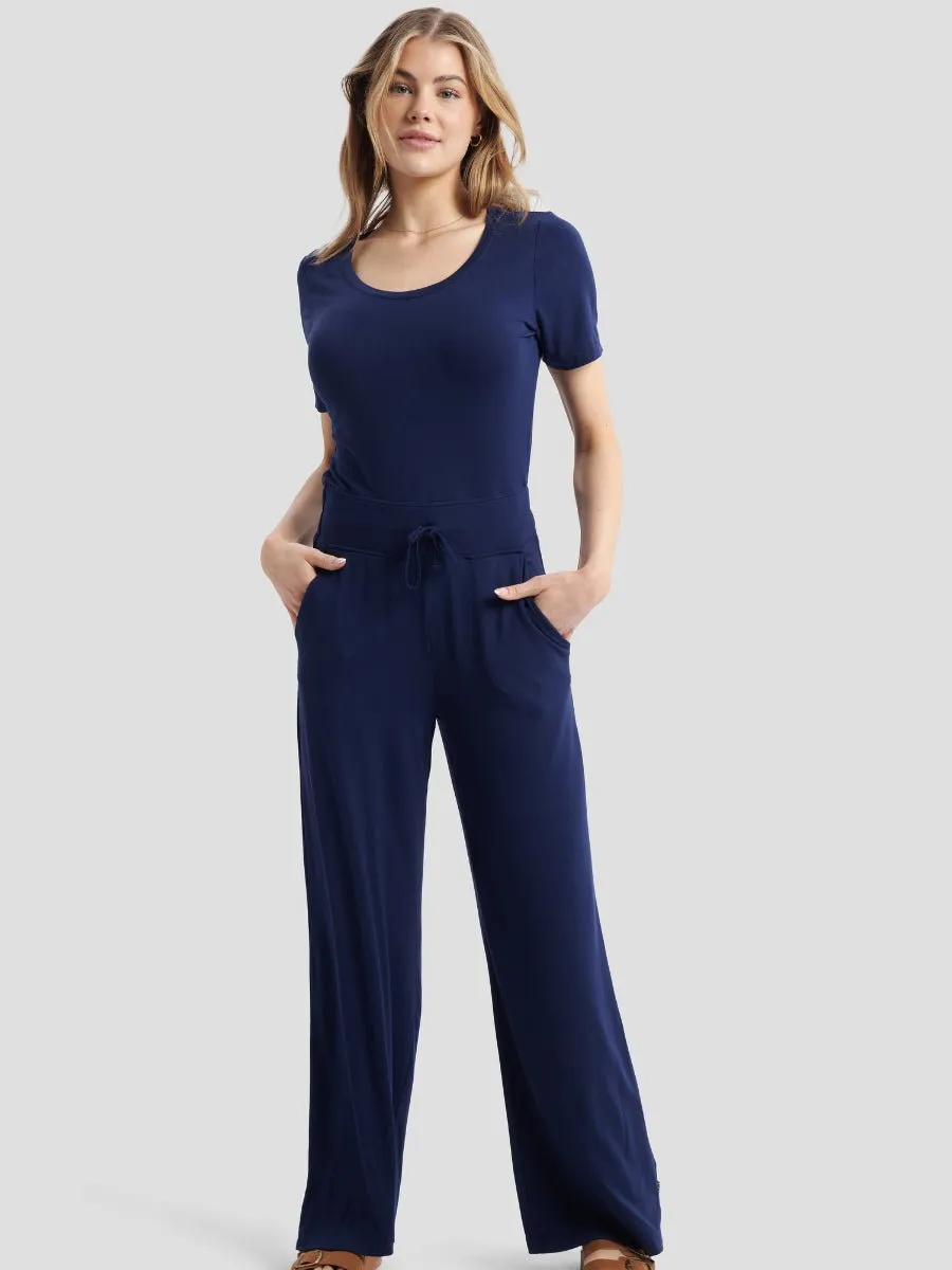 Combinaison Gracious à Jambes Larges Ecovero™ - Bleu Marine