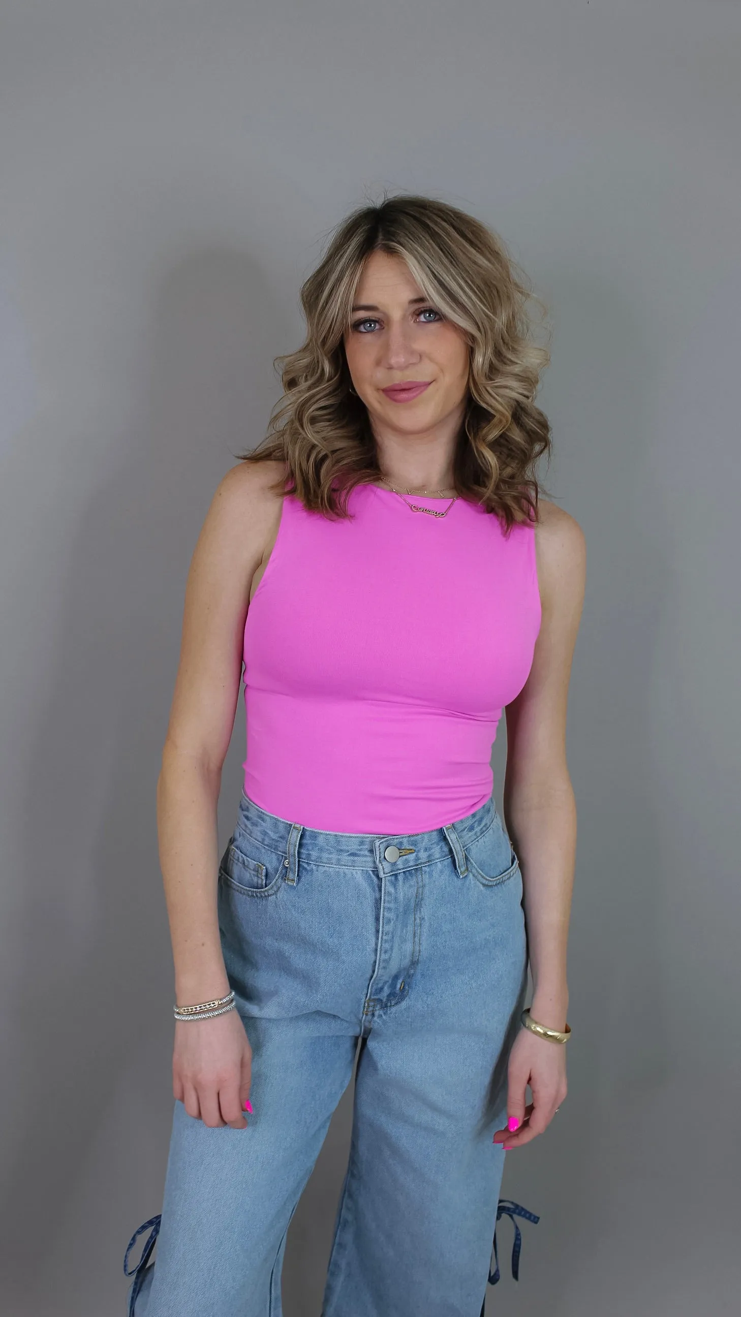 Deena Boat Neck Tank Top - Purple