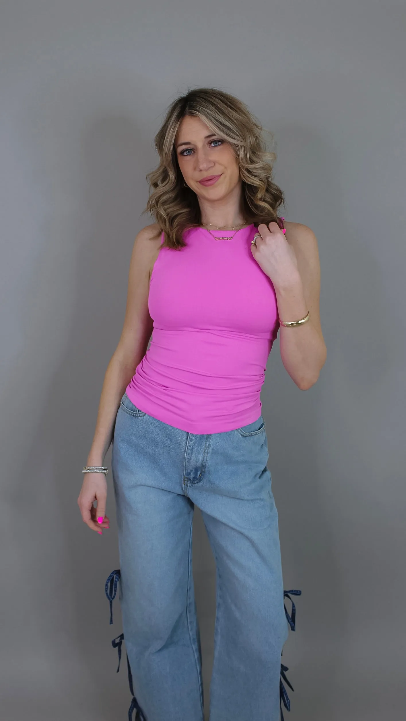 Deena Boat Neck Tank Top - Purple