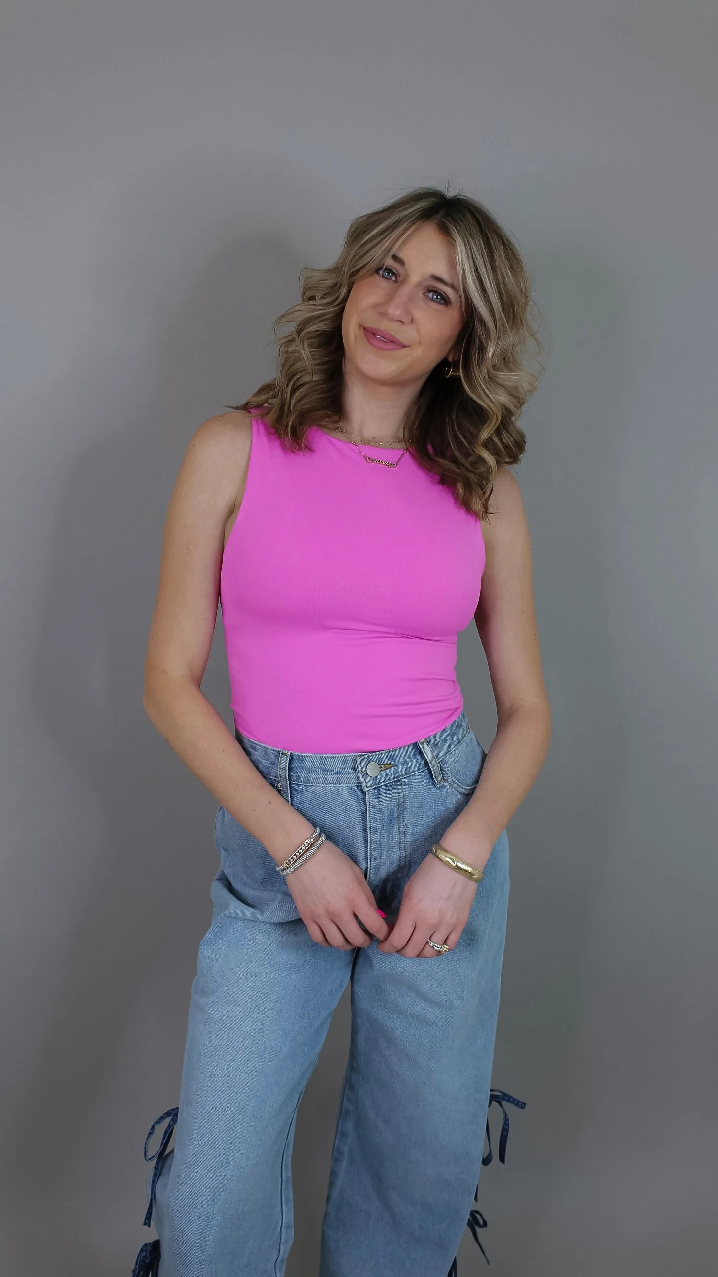 Deena Boat Neck Tank Top - Purple