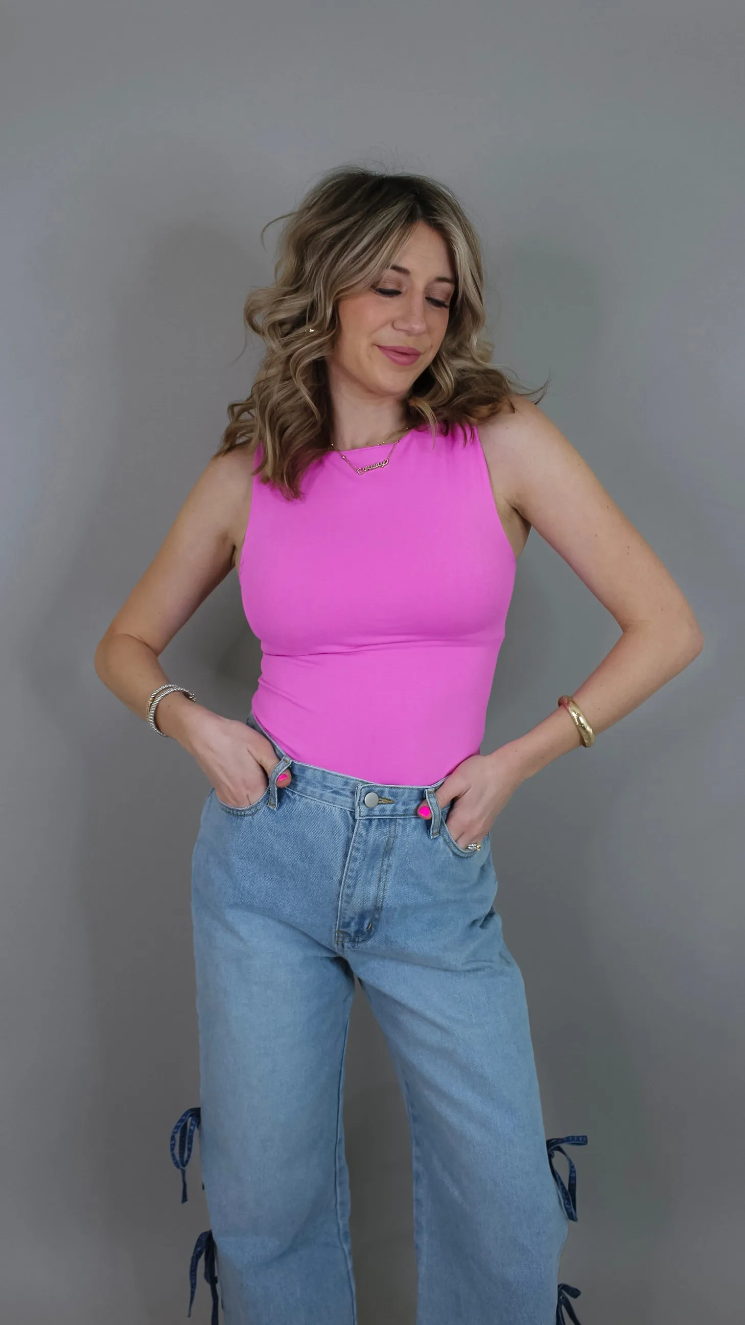 Deena Boat Neck Tank Top - Purple