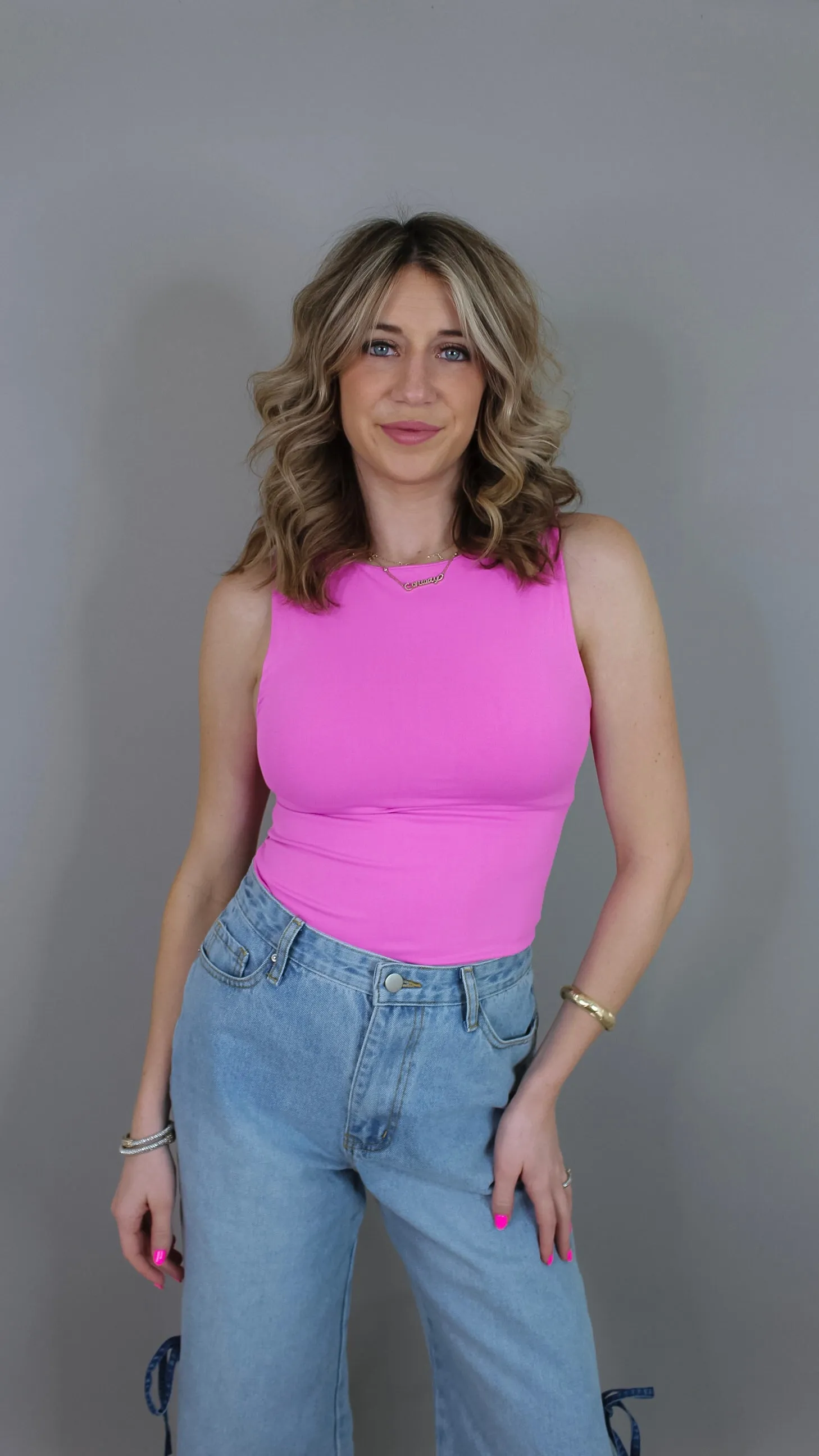 Deena Boat Neck Tank Top - Purple